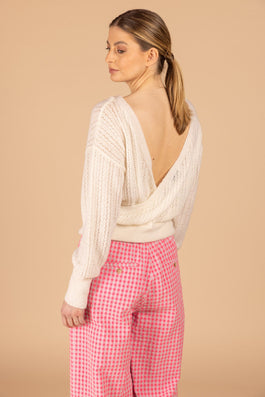 SWEATER MET OMKEERBARE V - HALS (C9024) - Four Roses