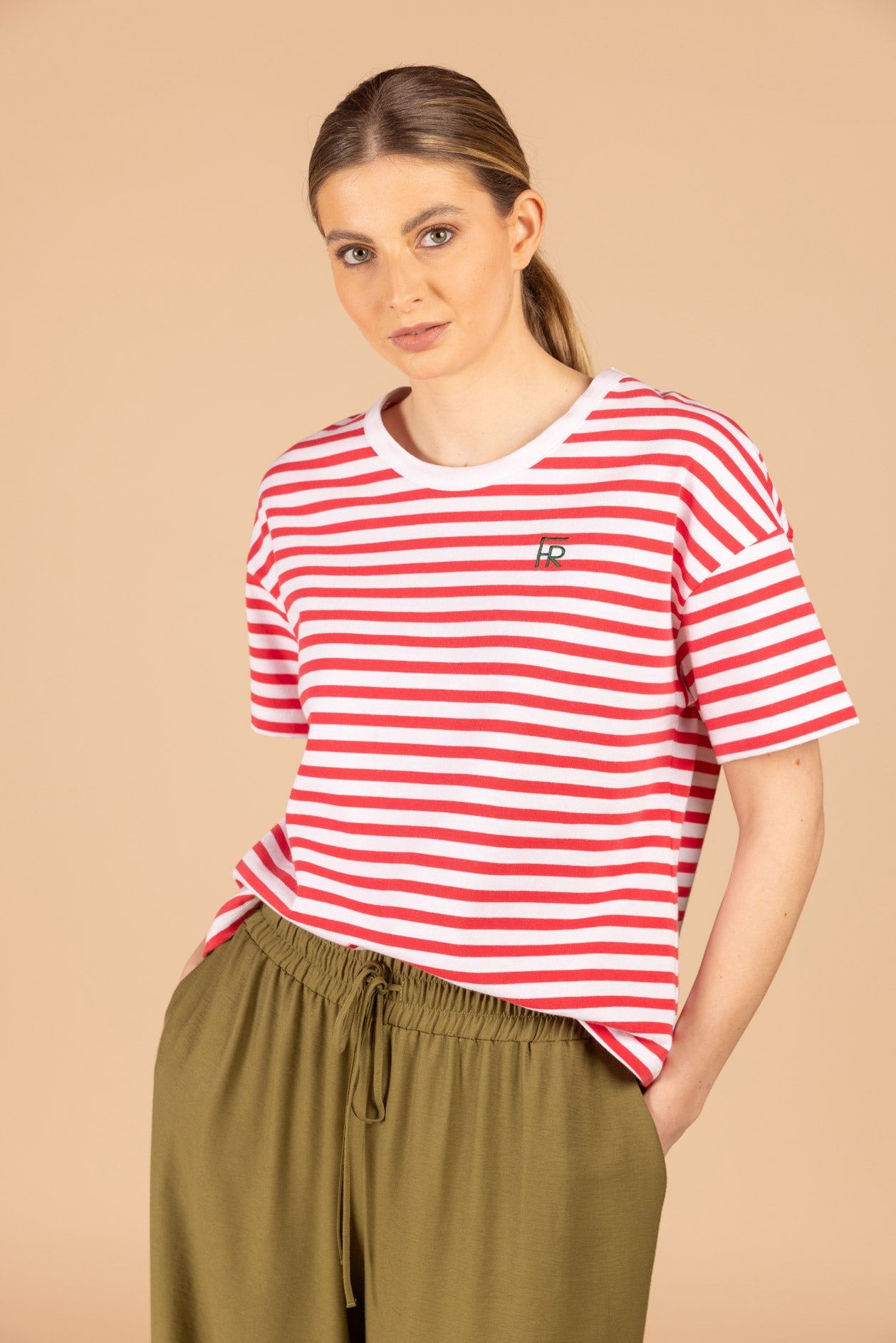 TSHIRT MET FIJN STREEPDESSIN (9066) - Four Roses