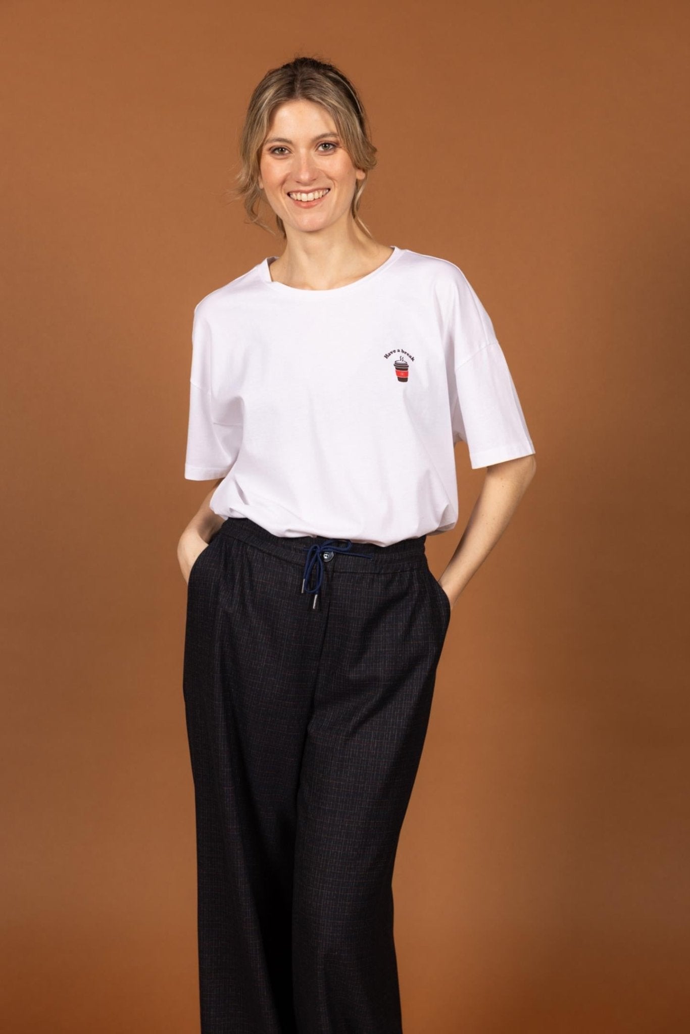 WIJDE BROEK MET ELASTIEK IN DE TAILLE (9599) - Four Roses