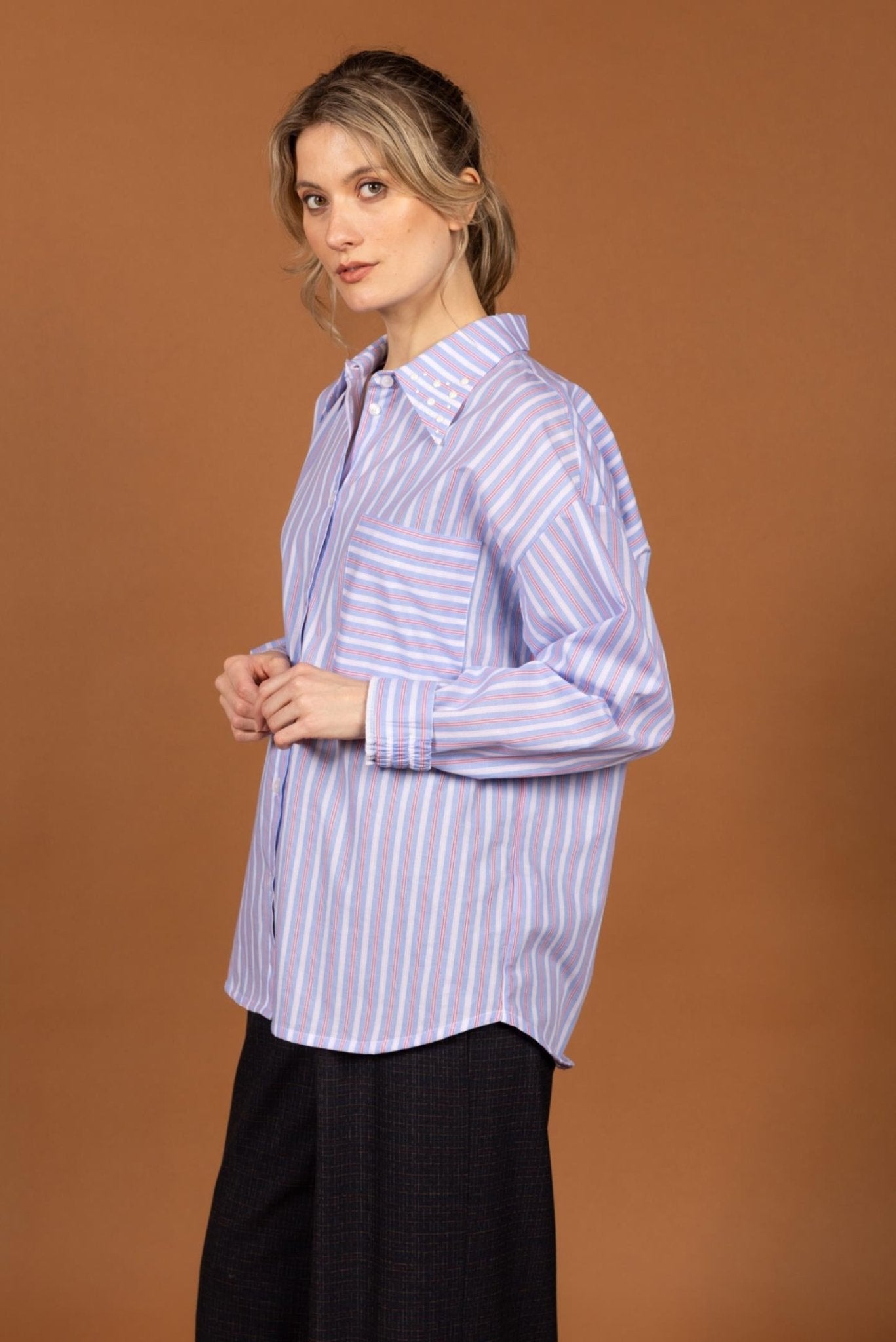 WIJDE BROEK MET ELASTIEK IN DE TAILLE (9599) - Four Roses