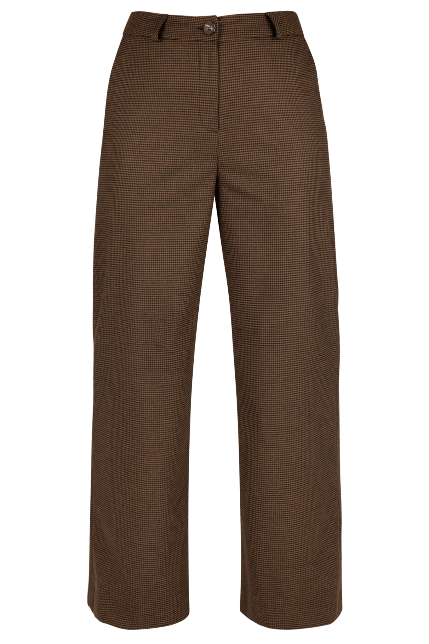 WIJDE BRUINE BROEK MET SUBTIEL RUITJE (9594) - Four Roses
