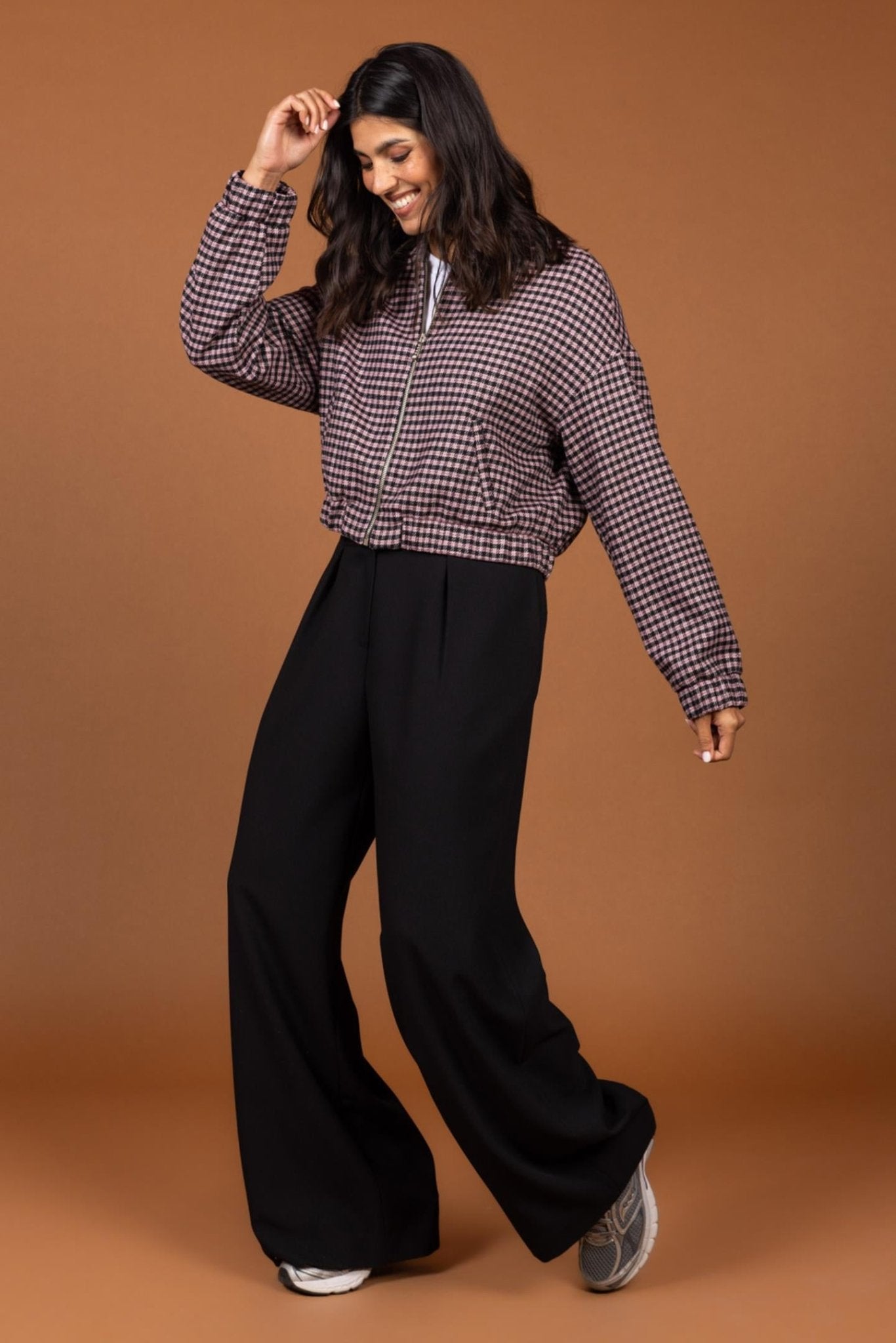 WIJDE GEKLEDE BROEK MET HOGE TAILLE (9603) - Four Roses