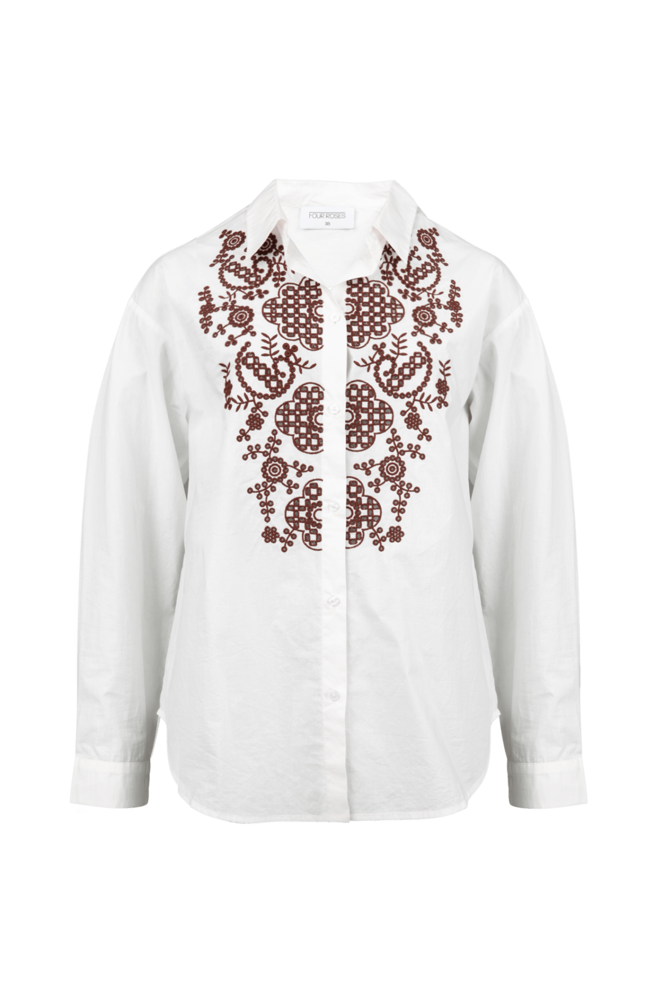 WIT HEMD MET GROTE BRODERIE (9570) - Four Roses